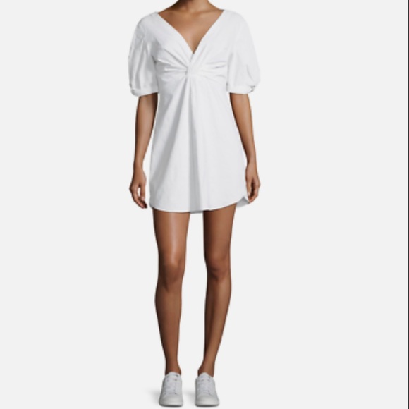 A.L.C. Ivory Mirren Twist Front Short Sleeve Dress Size 4 Mini White Minimal - Picture 3 of 11